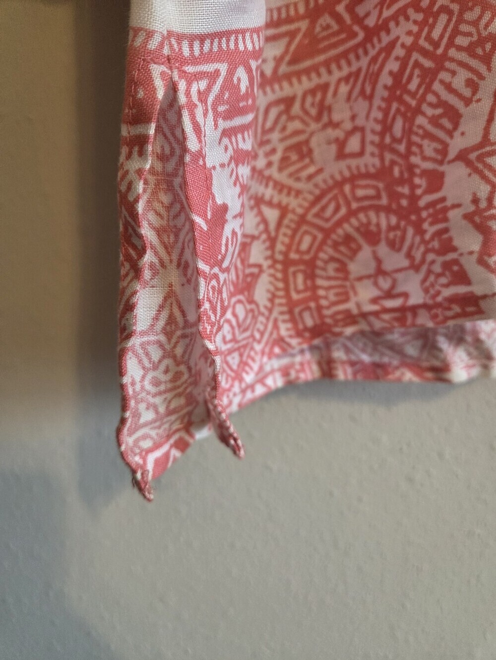 Charter Club Luxury Coral-Pink Printed Linen V-Neck Beaded Tunic Sz XL Vacation - Picture 9 of 11